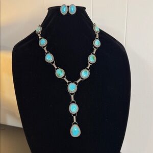 Shay Pfeifer Red Skin Turquoise Necklace with Kingman Earring Set